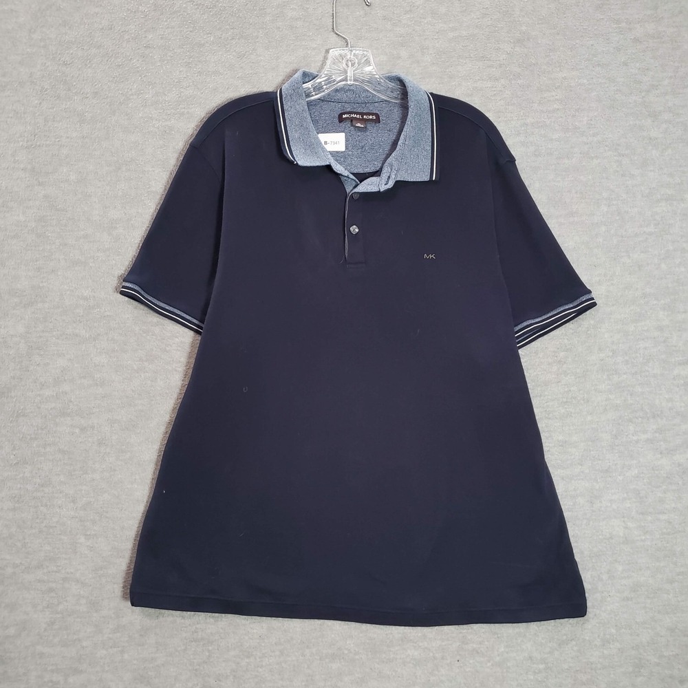 Michael Kors Men‎ Polo Shirt XL Blue Logo Golf Short Sleeve Collar